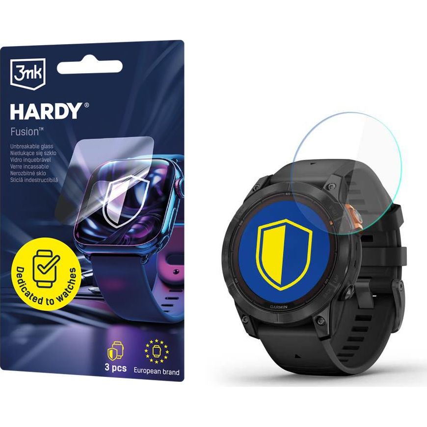 3mk Hardy Fusion Watch Protection, superwytrzymałe szkło hybrydowe chroni ekran zegarka, przezroczyste