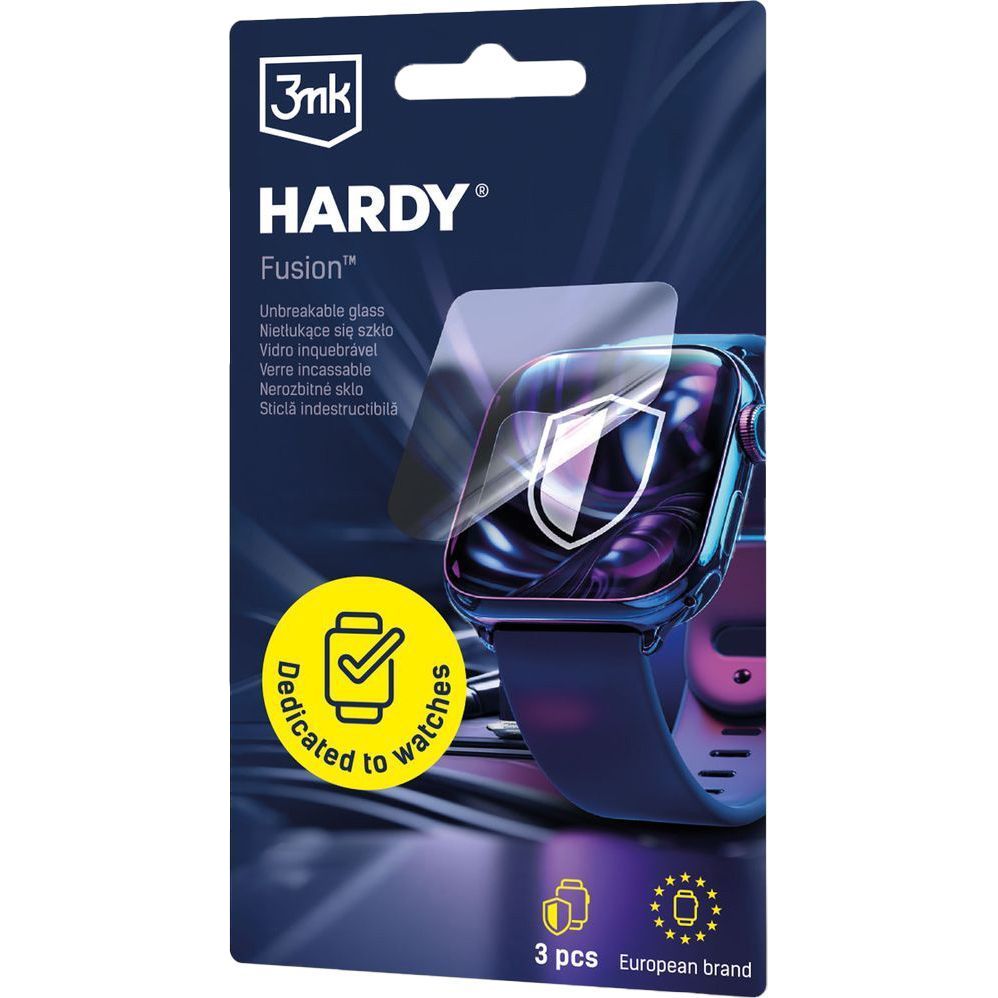 3mk Hardy Fusion Watch Protection, superwytrzymałe szkło hybrydowe chroni ekran zegarka, przezroczyste