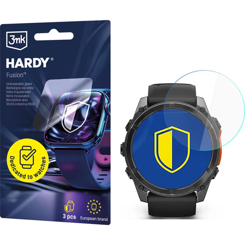 3mk Hardy Fusion Watch Protection, superwytrzymałe szkło hybrydowe chroni ekran zegarka, przezroczyste