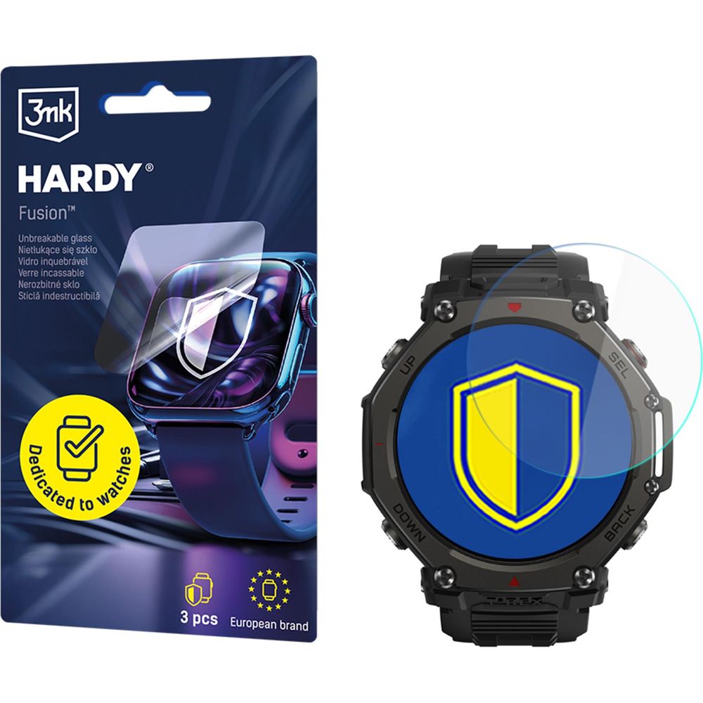3mk Hardy Fusion Watch Protection, superwytrzymałe szkło hybrydowe chroni ekran zegarka, przezroczyste