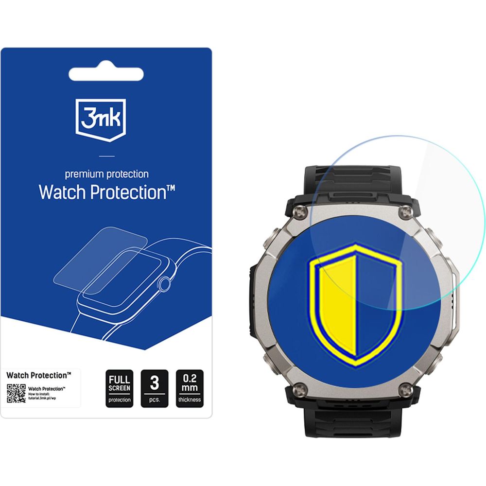 Szkło hybrydowe 3mk Watch Protection do Amazfit T-Rex Ultra 2, 3 sztuki