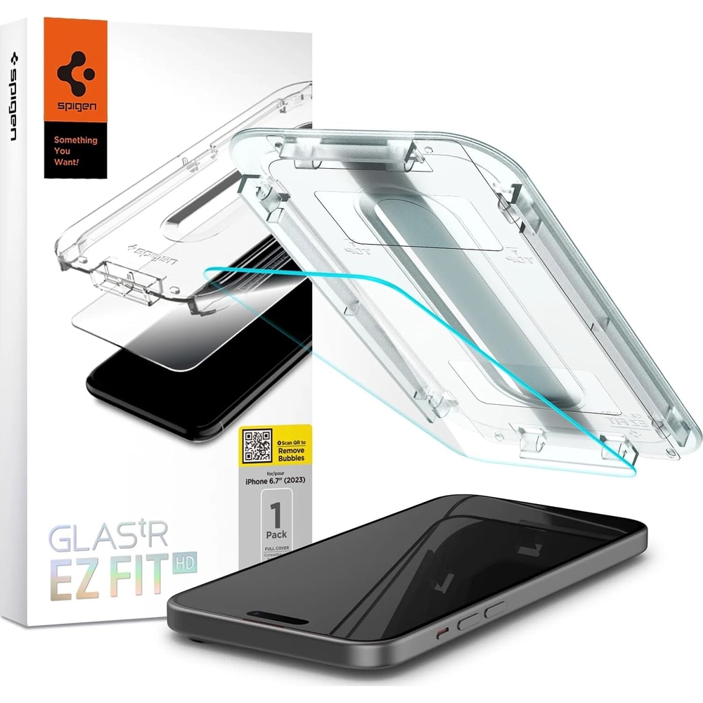Szkło hartowane Spigen Glas.tr EZ Fit 1-Pack z ramką aplikacyjną do Apple iPhone 15 Plus