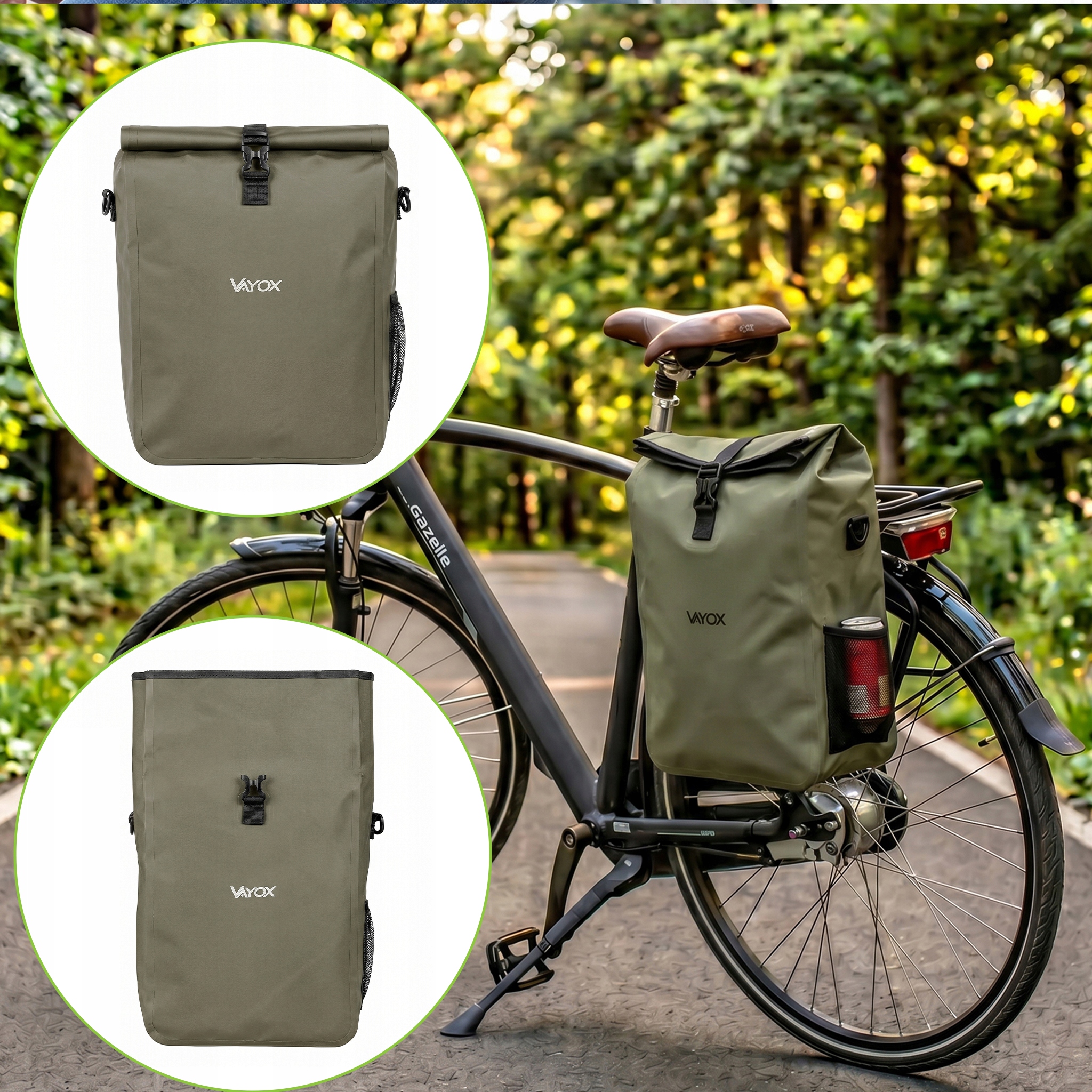 System zamknięcia roll-top w zielonej sakwie Vayox VA0444G