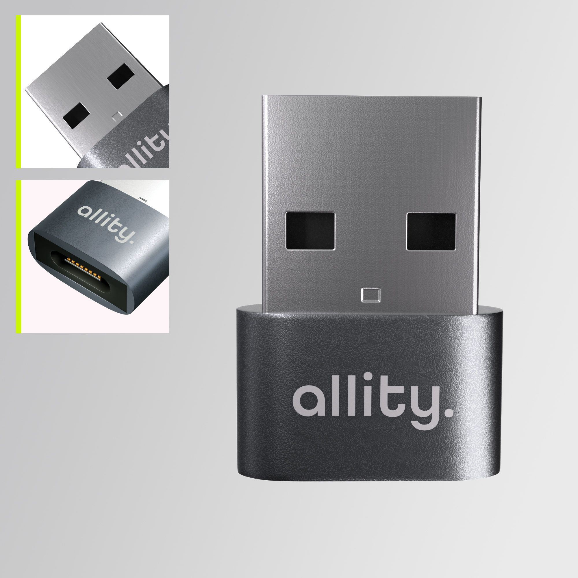 Allity adapter ABA-101 OTG USB-C do USB szary