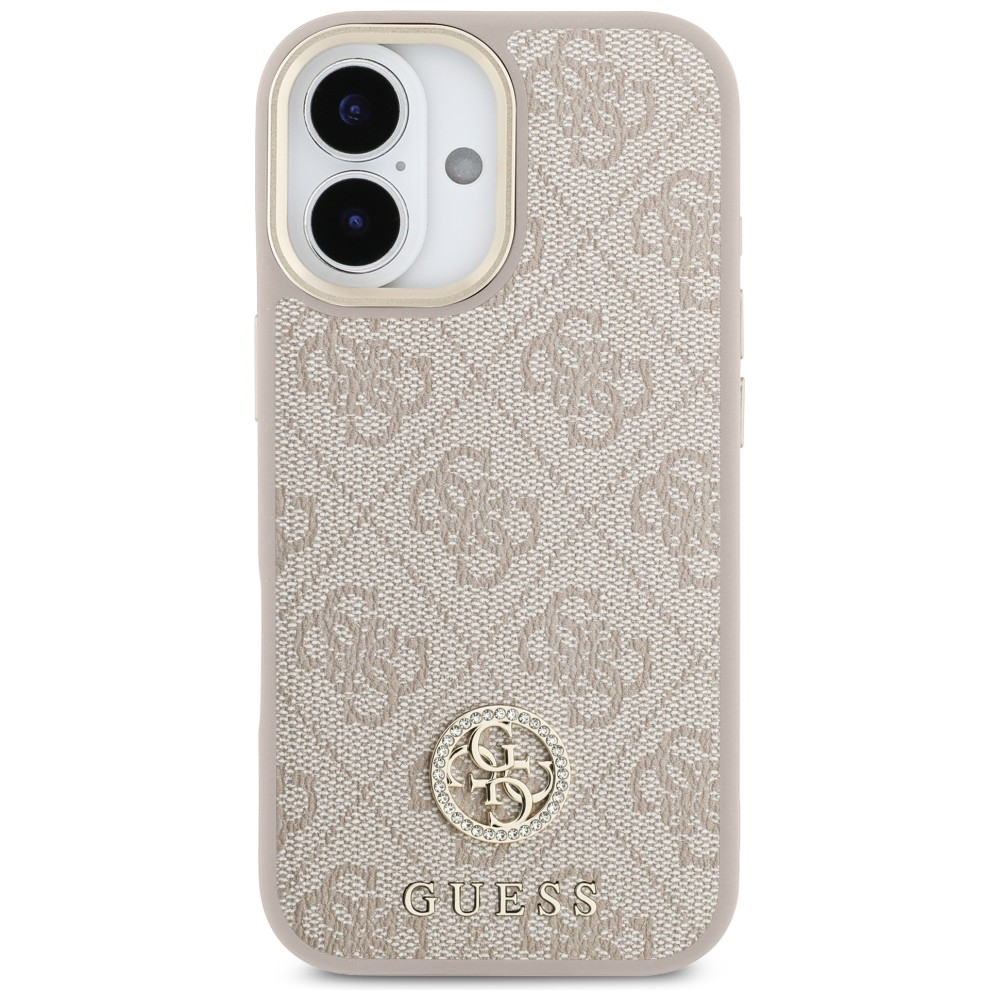 Guess 4G Strass Logo MagSafe, skóra ekologiczna, luksusowe detale, stylowy case, różowe