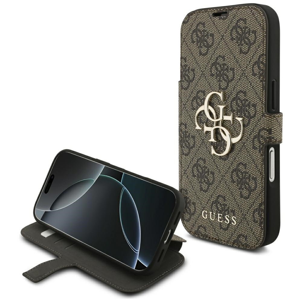 Guess Book 4G Metal Logo stylowy pokrowiec ochronny etui na telefon premium design brązowe