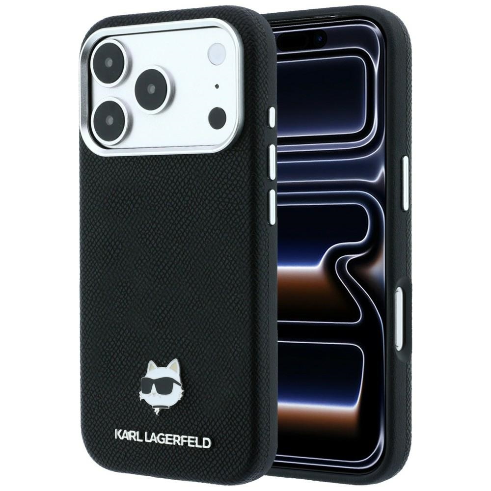 Karl Lagerfeld Grained Choupette Head Metal designerskie etui na telefon modny pokrowiec ochrona smartfona czarne