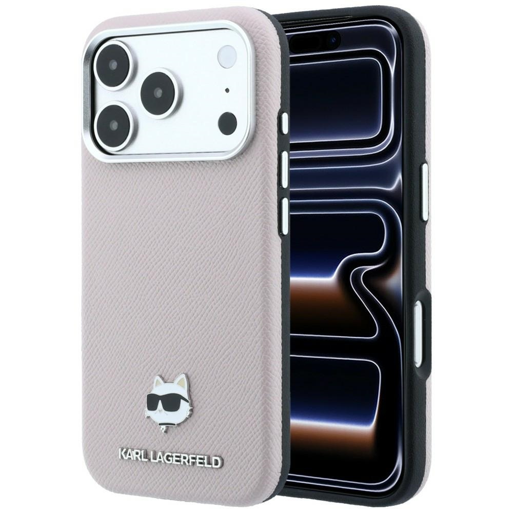 Karl Lagerfeld Grained Choupette Head Metal designerskie etui na telefon modny pokrowiec ochrona smartfona różowe
