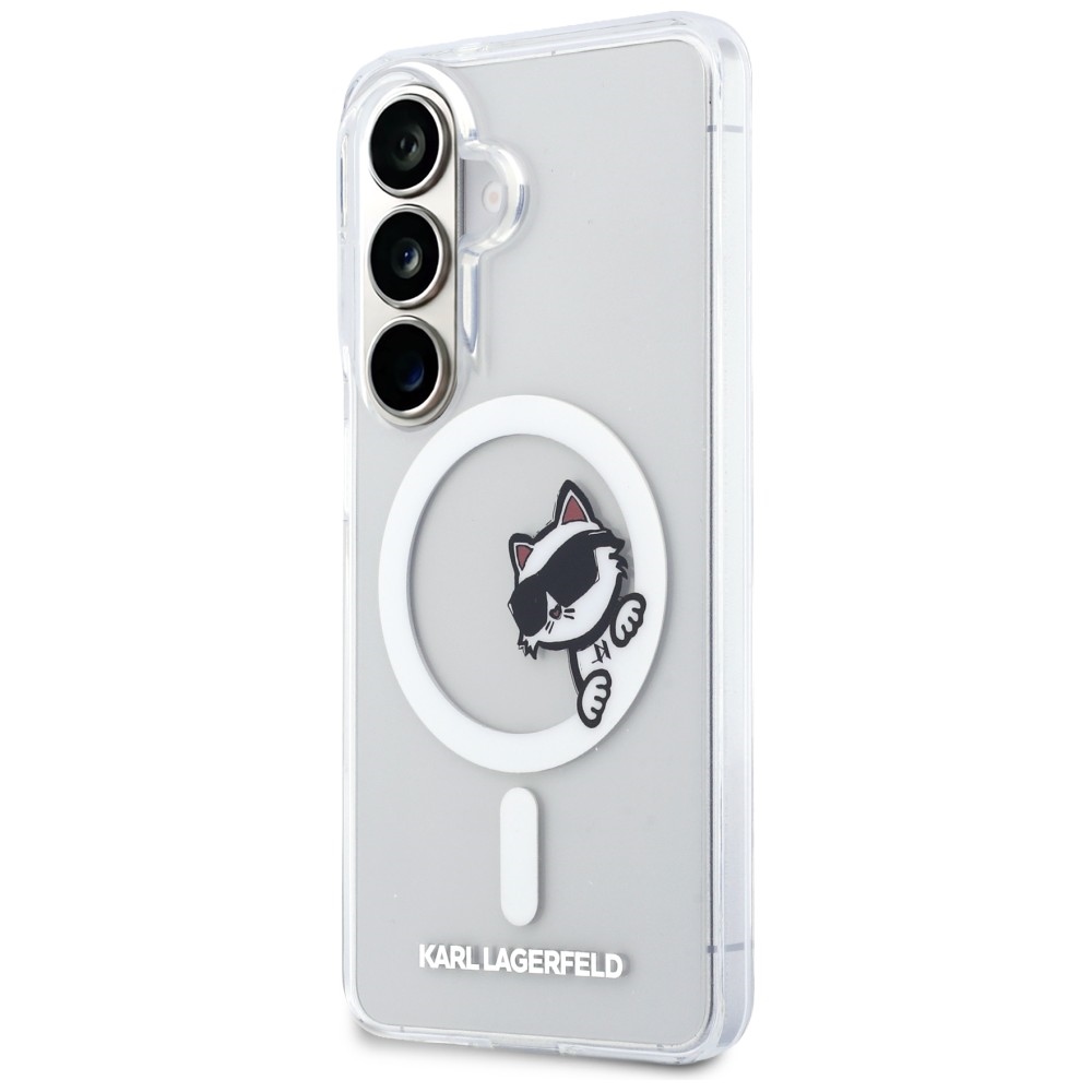 Karl Lagerfeld IML Print MagSafe, ochrona przed wstrząsami i upadkiem, zabezpieczenie telefonu, przezroczyste z kotką Choupette