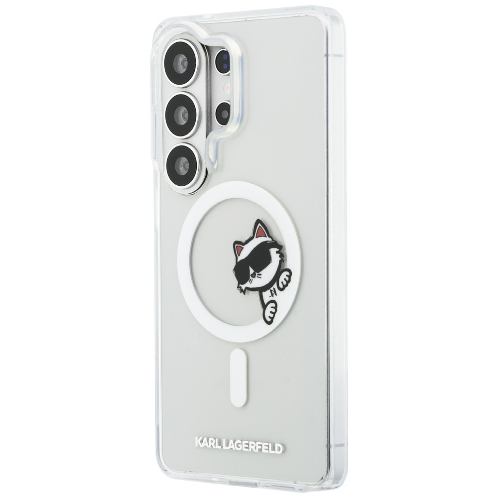 Karl Lagerfeld IML Print MagSafe, ochrona przed wstrząsami i upadkiem, zabezpieczenie telefonu, przezroczyste z kotką Choupette