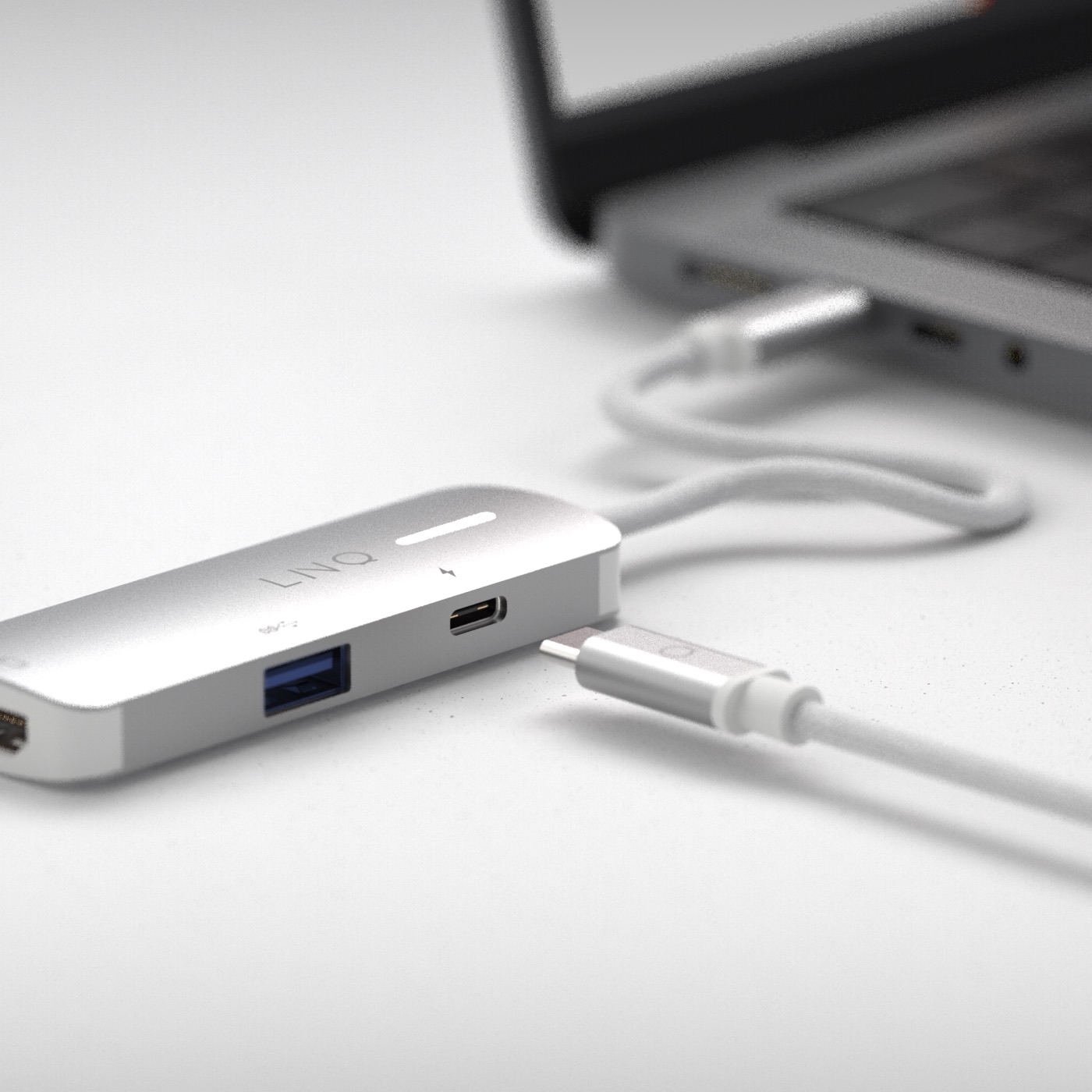 Port USB-A w hubie LINQ 3in1 do przesyłania danych z prędkością 5 Gb/s