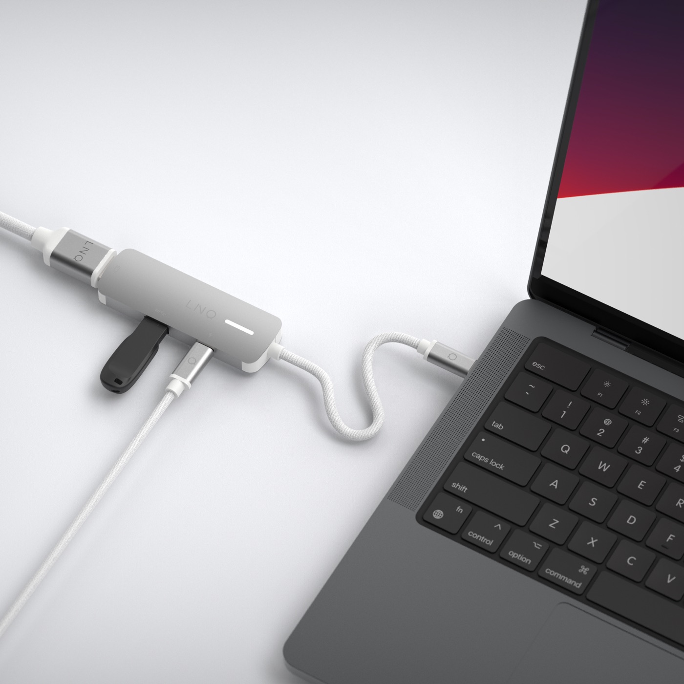 Kompaktowy hub USB-C LINQ 3in1 do pracy mobilnej z MacBookiem i laptopem USB-C