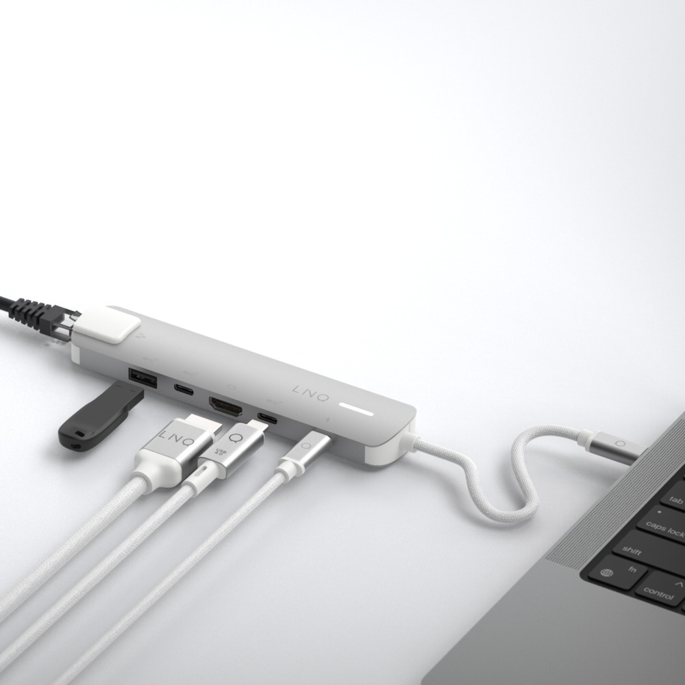 Kompaktowy aluminiowy hub USB-C LINQ powered by XTORM 6in1 Pro do pracy mobilnej