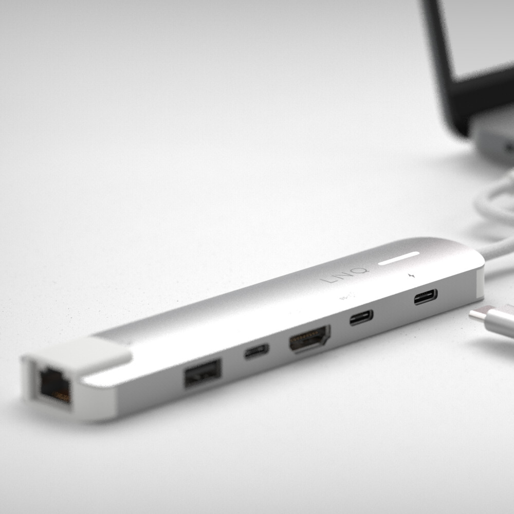 Hub USB-C LINQ powered by XTORM 6in1 Pro z portami HDMI Ethernet USB-A USB-C i ładowaniem Power Delivery