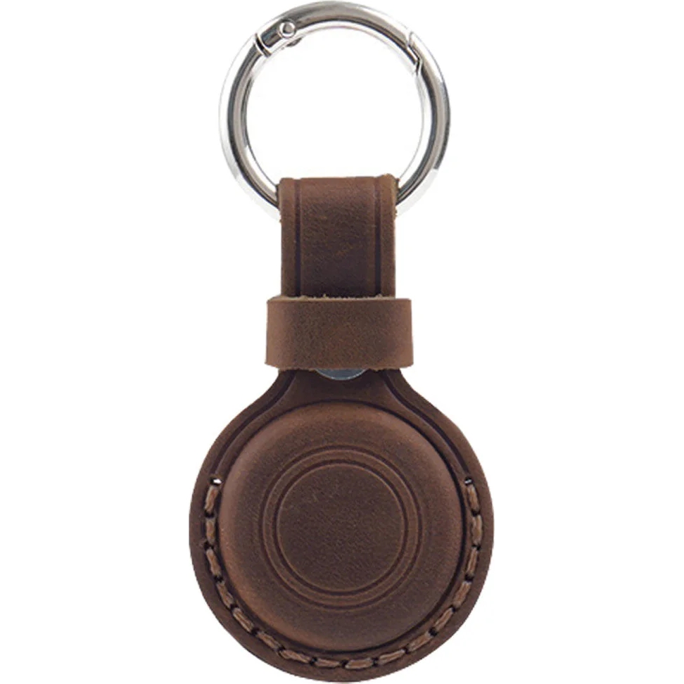 Skórzany brelok AirTag Leather Keychain A7 z metalowym karabińczykiem do kluczy i bagażu, brazowy