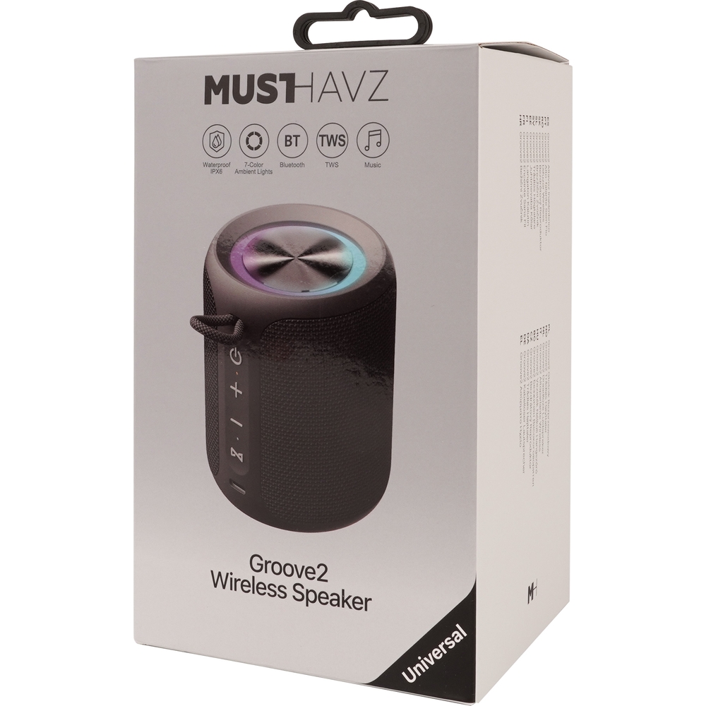 Musthavz Groove2 czarny, głośnik Bluetooth 5.4 o mocy 12 W z technologią TWS i akumulatorem 2000 mAh