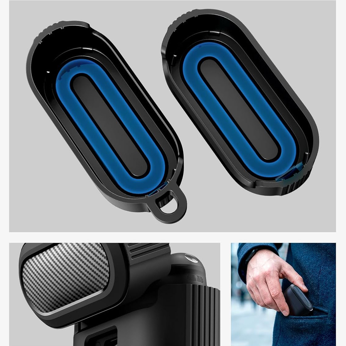 Ochronne etui Spigen na słuchawki Sony WF-1000XM6 z karabińczykiem i matowym wykończeniem, czarny