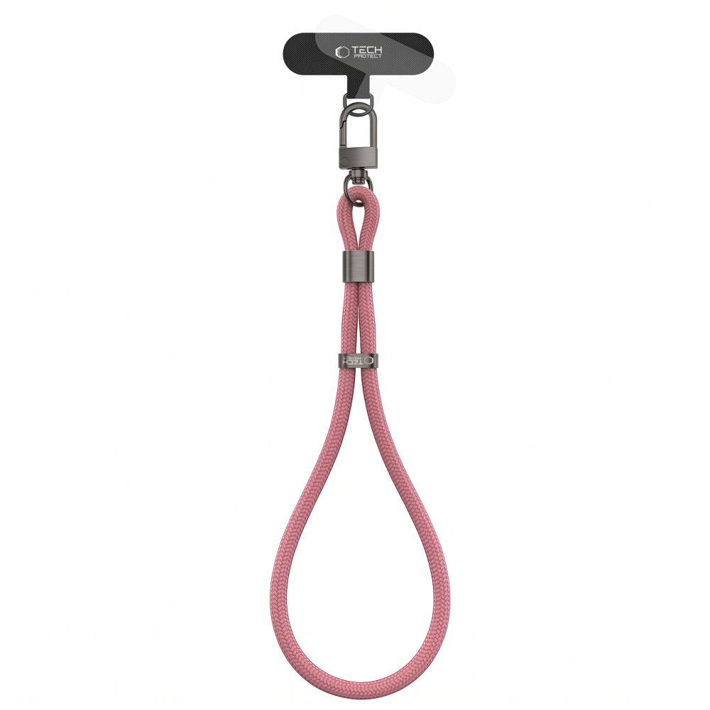 Tech-Protect C11S Rope Wrist Strap, uniwersalny adapter montażowy do etui telefonu, różowa
