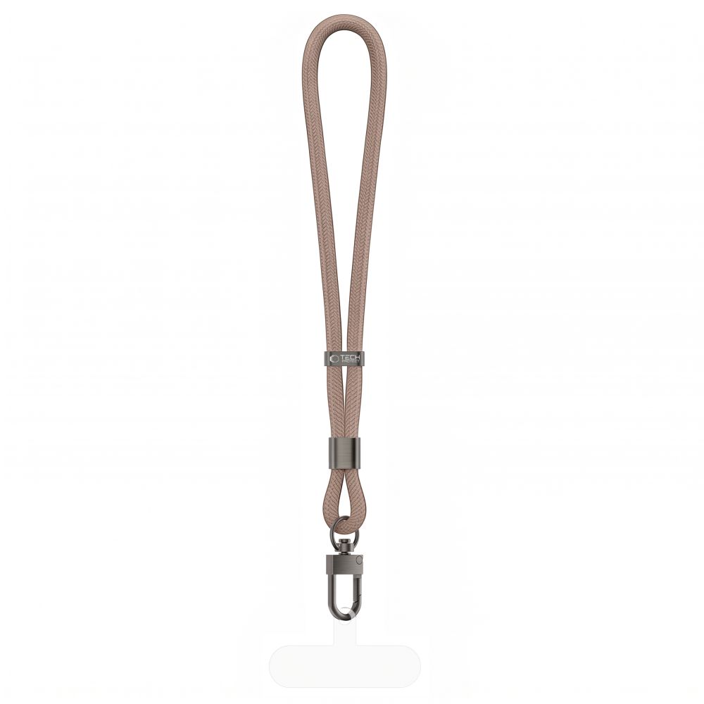 Tech-Protect C11S Rope Wrist Strap, smycz do telefonu z metalowym obrotowym karabińczykiem, beż