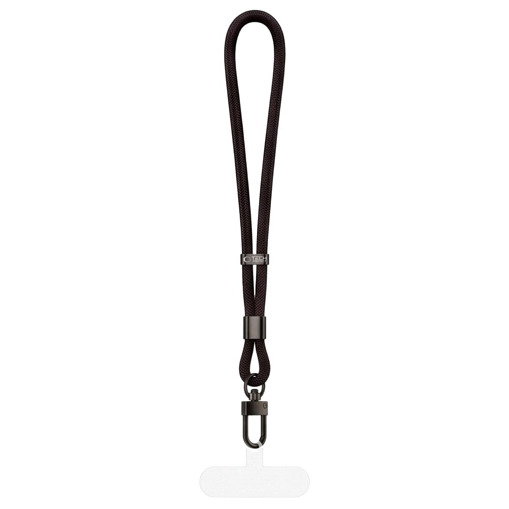Tech-Protect C11S Rope Wrist Strap, smycz do telefonu z metalowym obrotowym karabińczykiem, czarny