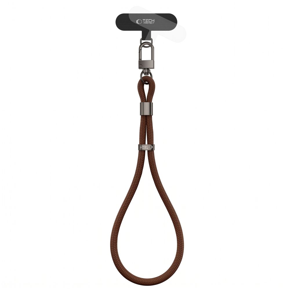 Tech-Protect C11S Rope Wrist Strap, uniwersalny adapter montażowy do etui telefonu, brazowa