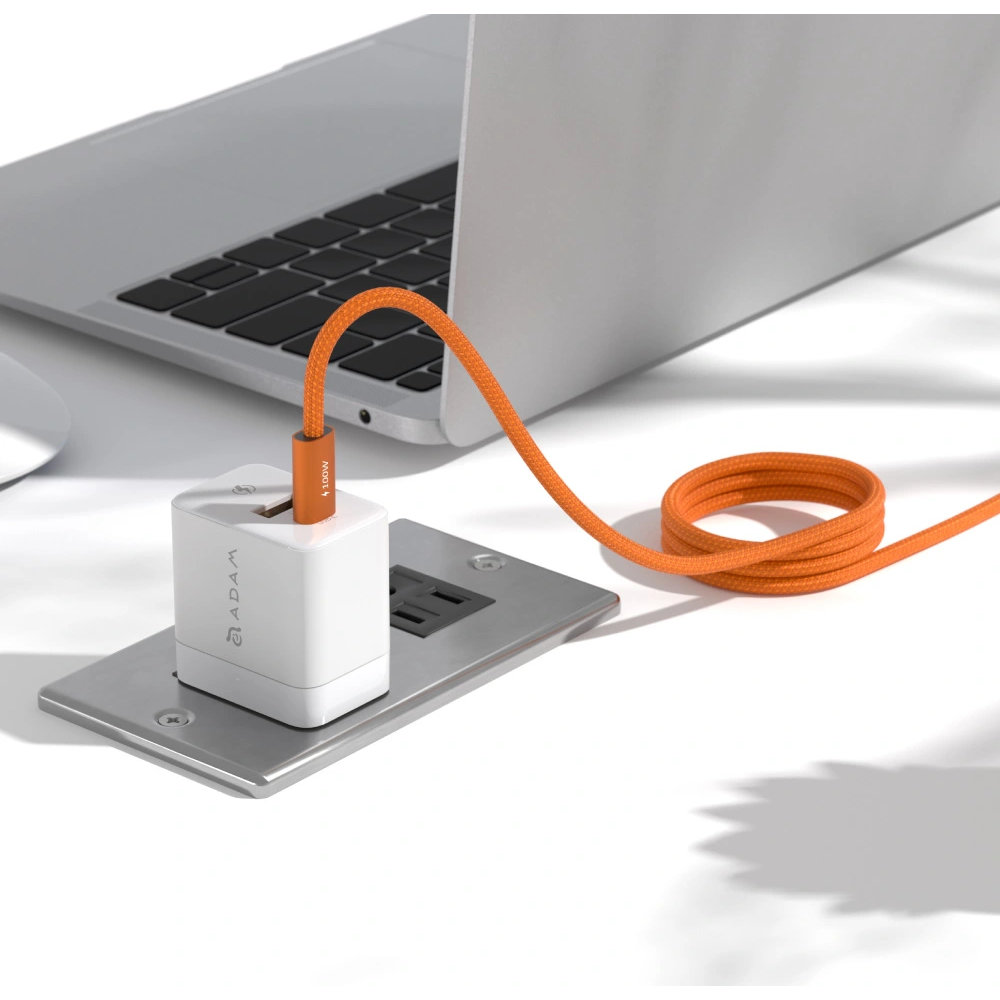 Adam Elements iLinio C100 100W Magnetic Charging Cable, nylonowy oplot i magnetyczne zwijanie, lekki, elastyczny, pomarańczowy