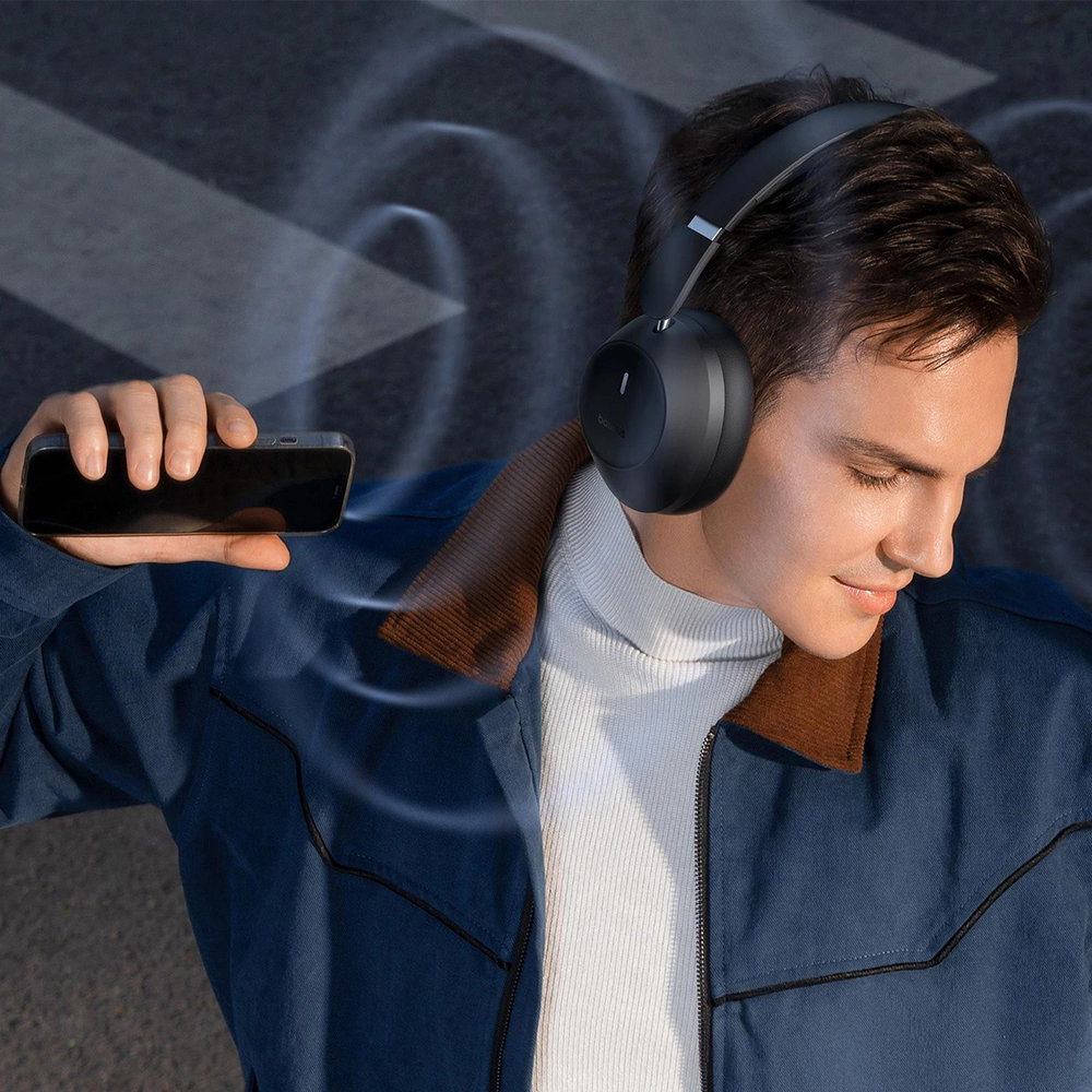 Baseus Bass 30 Max Bluetooth Headphones, 2 mikrofony ENC wyraźne rozmowy redukcja hałasu, czarne