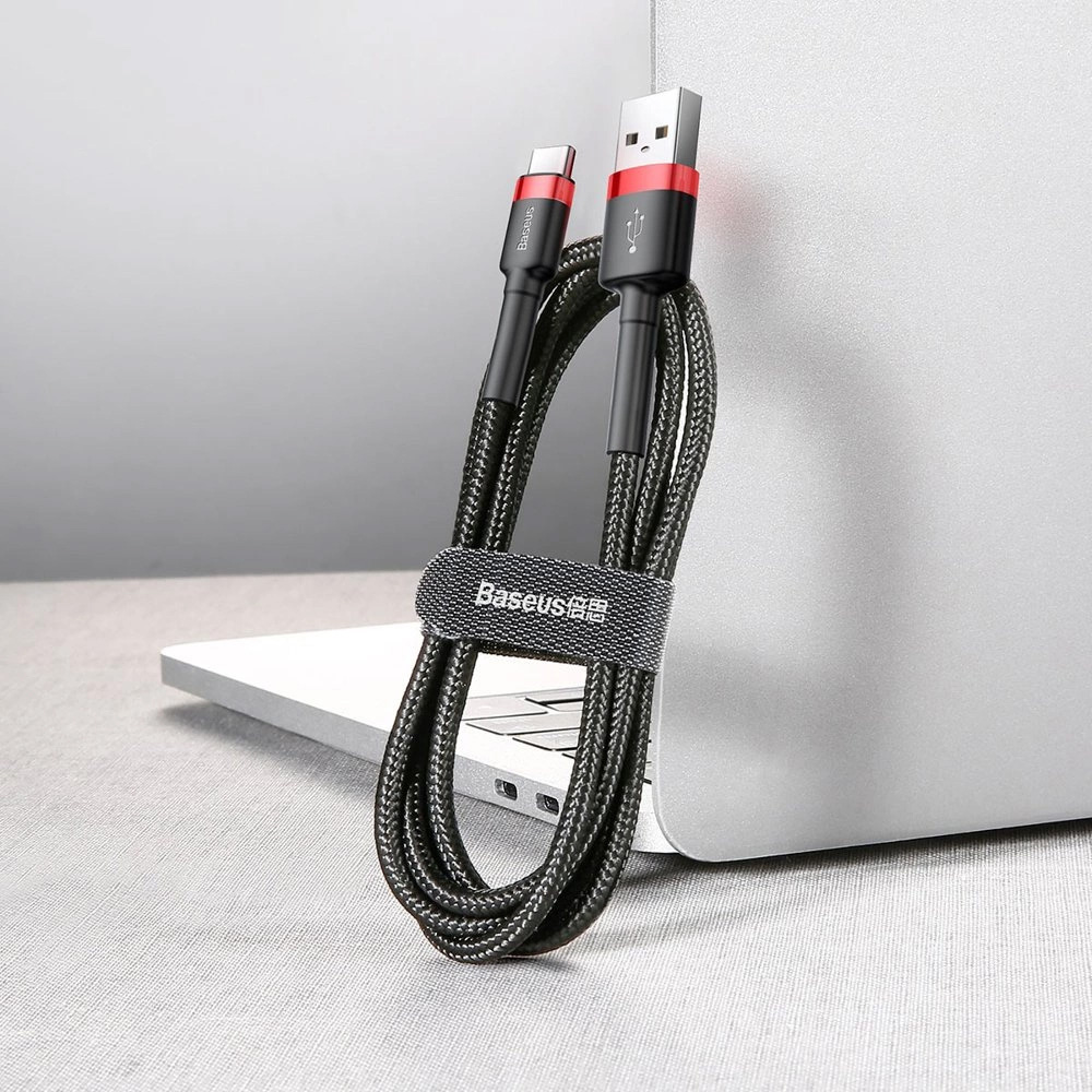 Kabel Baseus Cafule 2A USB-A do USB-C, 3m, czarno-czerwony