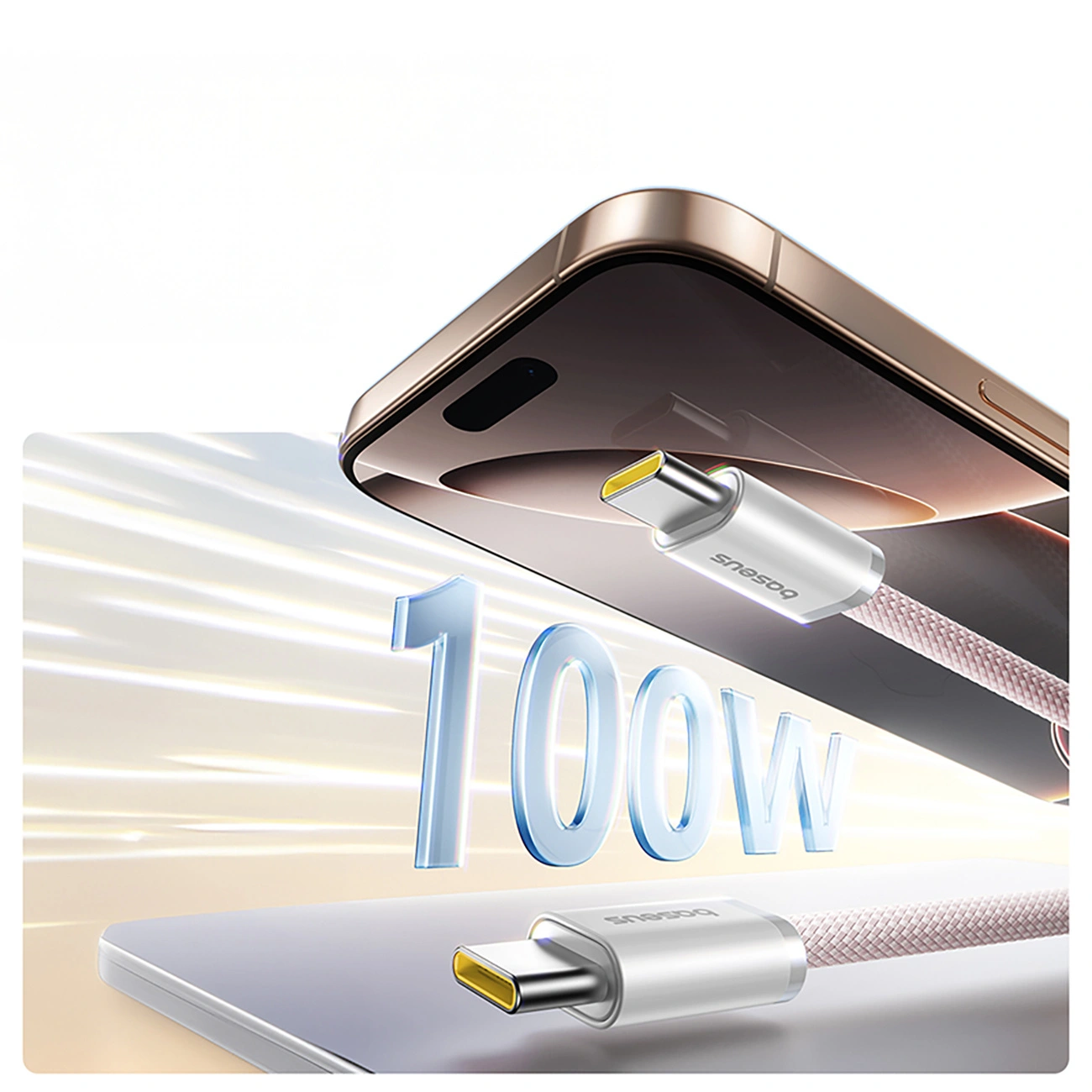 Kabel magnetyczny z oplotem USB-C - USB-C, Baseus Dynamic 4 Pro 100W PD, 1 m, różowy