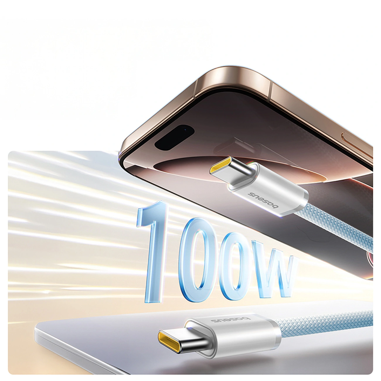Kabel magnetyczny z oplotem USB-C - USB-C, Baseus Dynamic 4 Pro 100W PD, 1 m, niebieski 