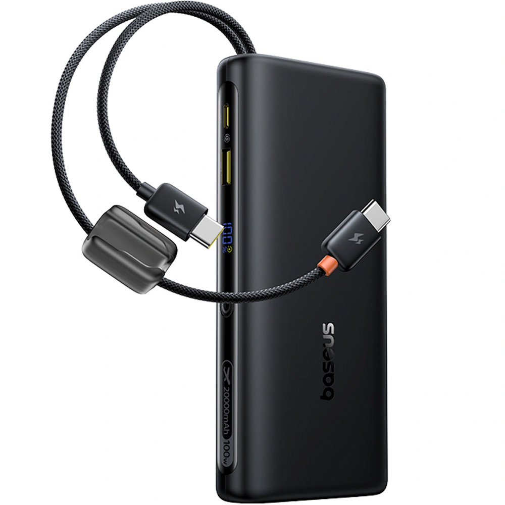 Powerbank Baseus EnerFill FC41 20000mAh, 100W, USB-A, USB-C, z wbudowanym kablem 2x USB-C, czarny