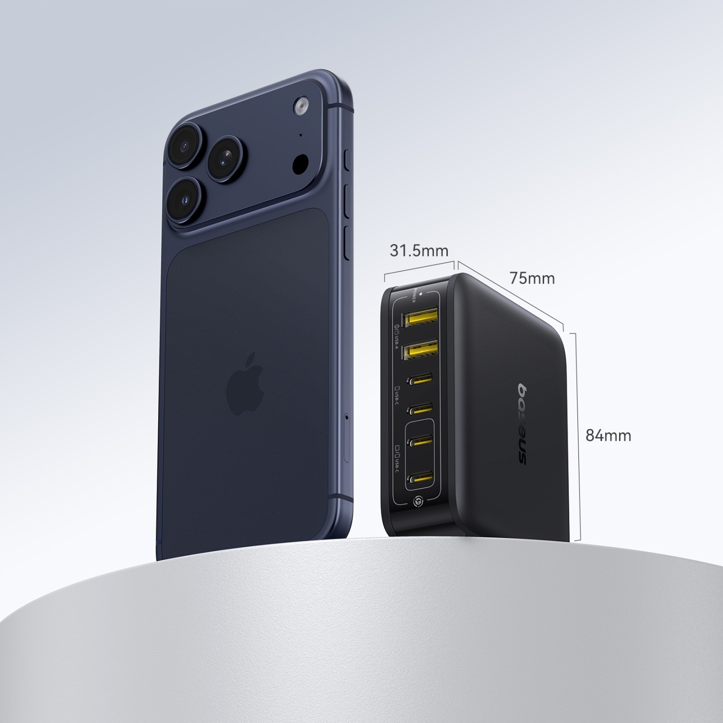 Stacja ładująca GaN, ładowarka biurkowa 120W 4x USB-C / 2x USB-A, Baseus EnerFill FH21, czarna