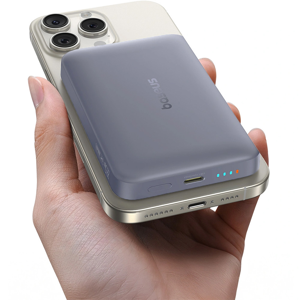 Powerbank indukcyjny Baseus EnerFill FM11 do MagSafe, 15W, 1x USB-C, 22.5W, 10000mAh + kabel USB-C, szary