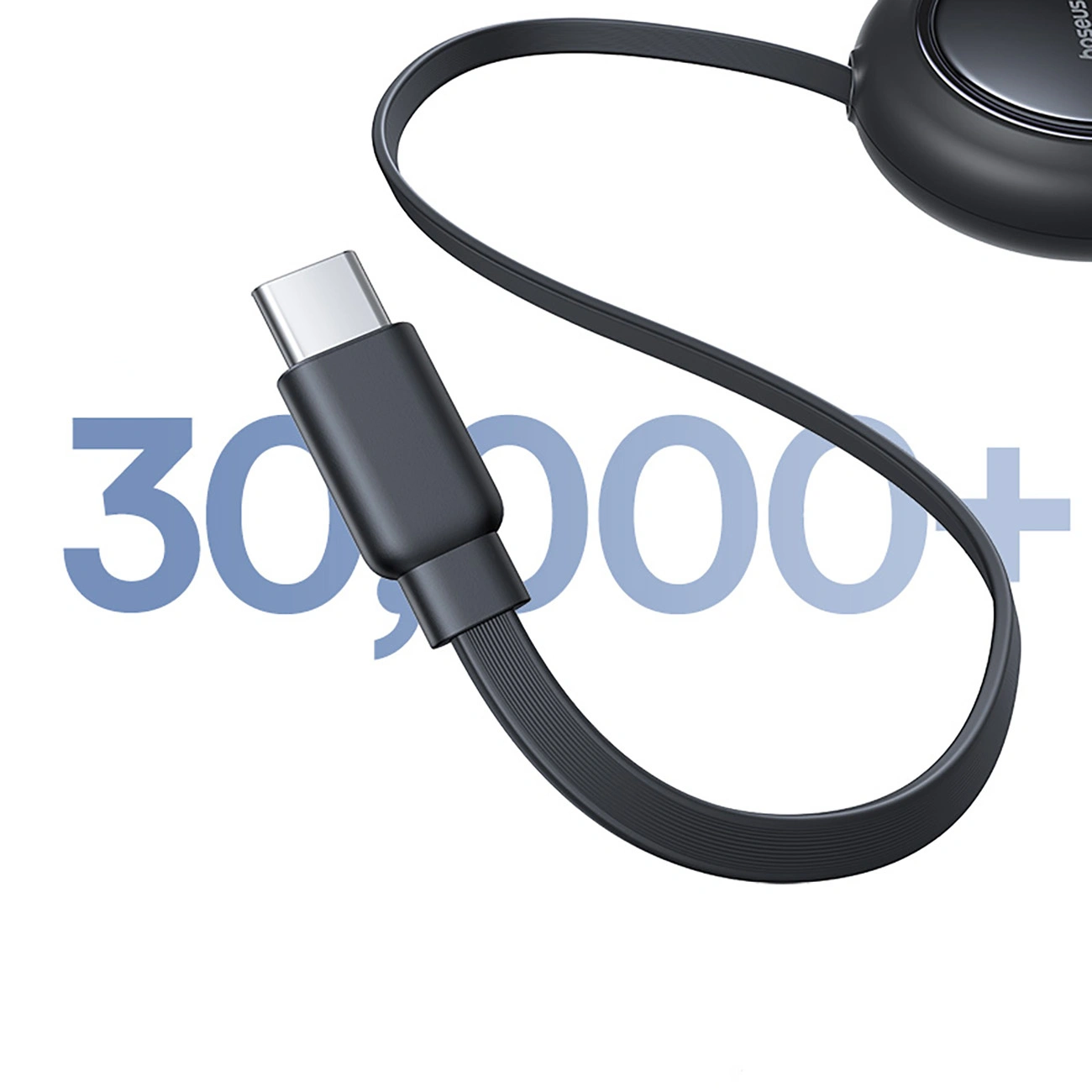 Kabel zwijany 3w1 Baseus Free2Pull Mini USB-C do 2x USB-C, 100W PD, 1.2 m, czarny