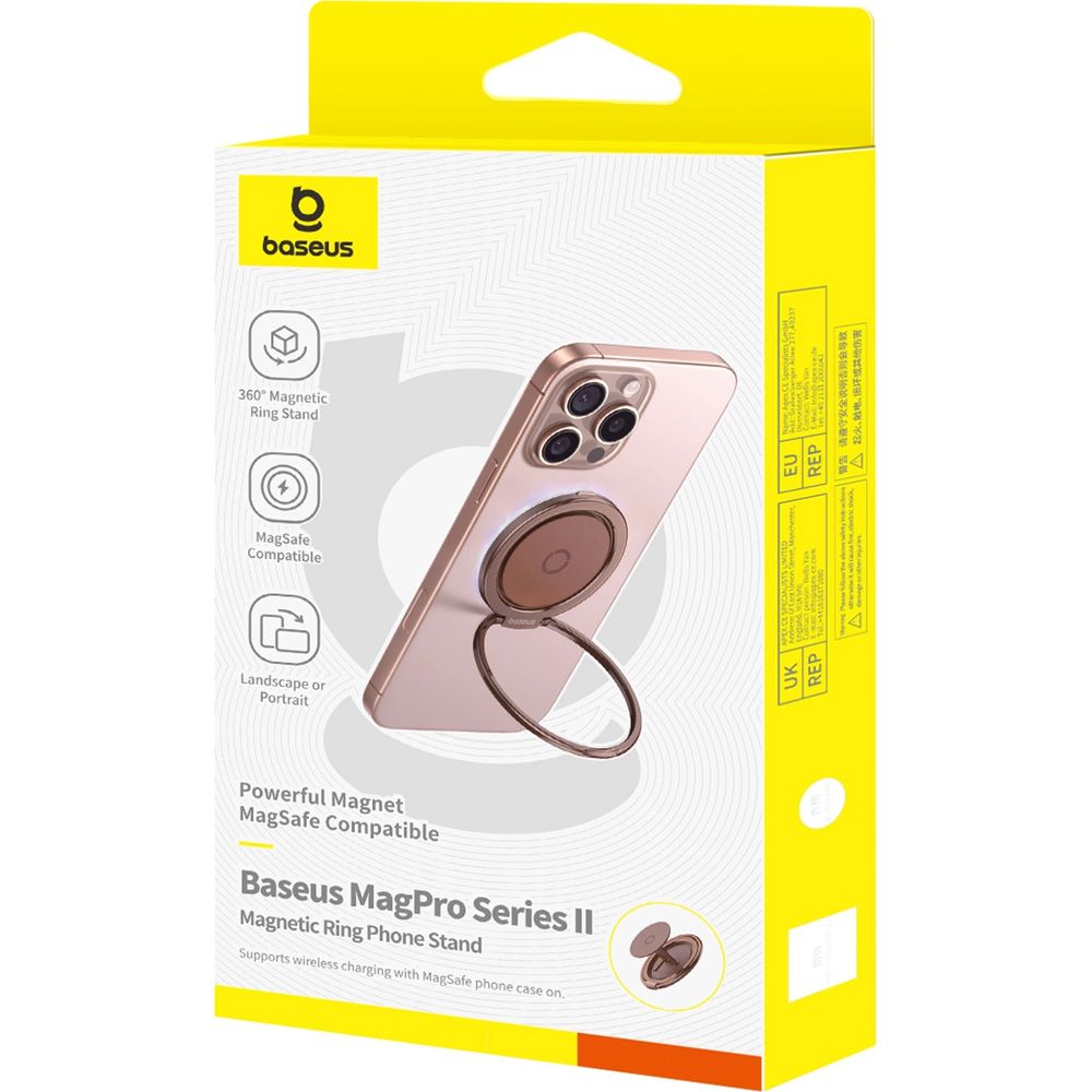 Uchwyt magnetyczny / ring z funkcją podstawki na telefon Baseus MagPro Series II do MagSafe, czerwono-złoty. Uchwyt magnetyczny do MagSafe, komfortowy i trwały