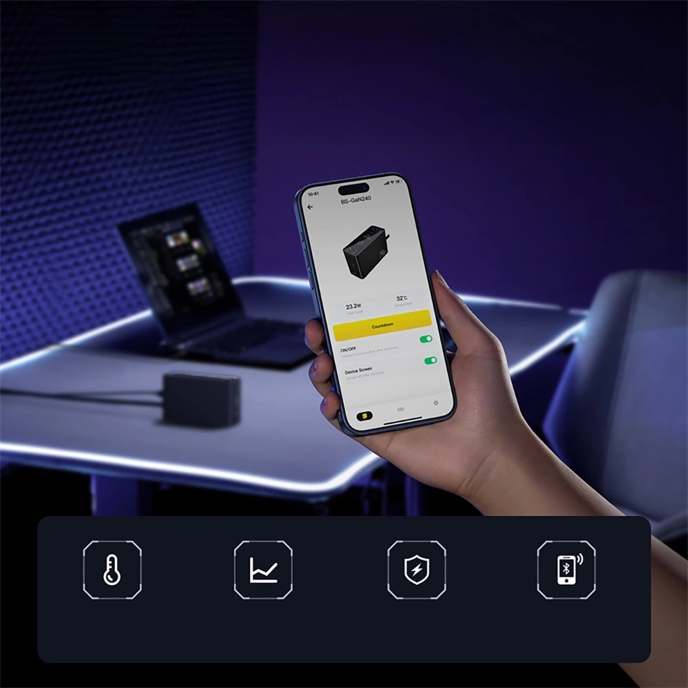 Baseus 240W Digital GaN Intelligent Desktop Fast Charger 3C+U+DC EU, wielowarstwowe chłodzenie stabilna praca wysoka moc, [kolor-nazwa]
