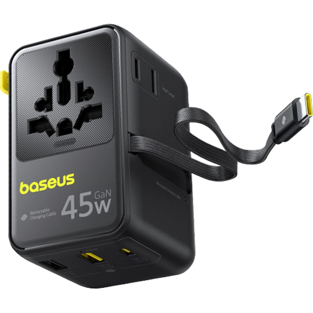 Baseus PicoGo AG11 45W, gniazda AC i porty USB razem, ergonomiczny, funkcjonalny, poręczny, czarny