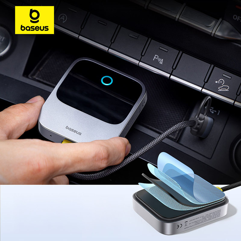 Adapter do bezprzewodowego CarPlay, Baseus SafeJourney USB-A + USB-C, Bluetooth 5.0 / WiFi 5 GHz, szary
