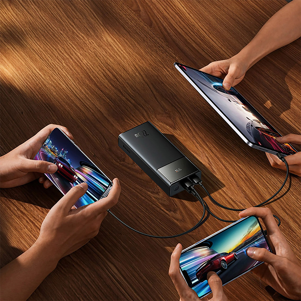 Powerbank z wyświetlaczem Baseus Star-Lord, 20000mAh, 22,5W, USB-A, USB-C, microUSB + kabel USB-A/USB-C, czarny