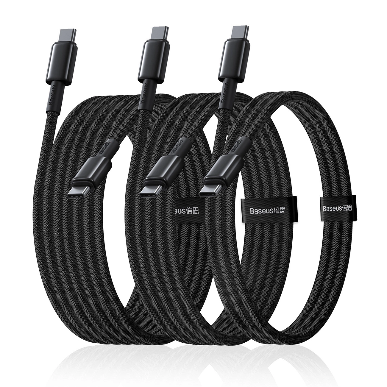 Baseus Tungsten Gold Fast Charging Data Cable USB-C-USB-C, szybkie ładowanie laptopów, stabilna synchronizacja danych, nylonowy oplot, chip E Marker, trwałe złącza, [kolor-nazwa]