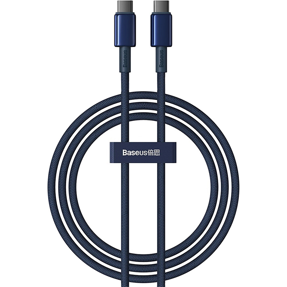 Kabel Baseus Tungsten Gold USB-C do USB-C, PD 100W, 480Mb/s, 1m, granatowy