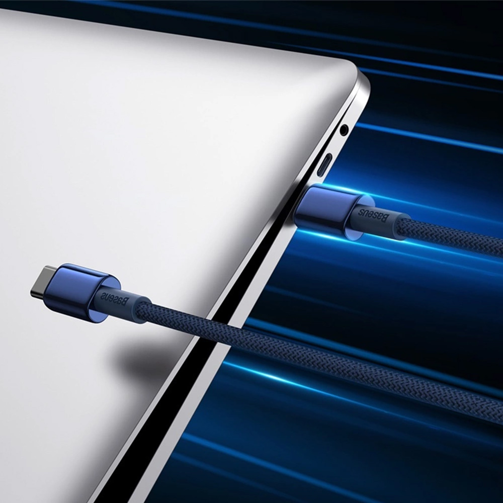 Kabel Baseus Tungsten Gold USB-C do USB-C, PD 100W, 480Mb/s, 1m, granatowy
