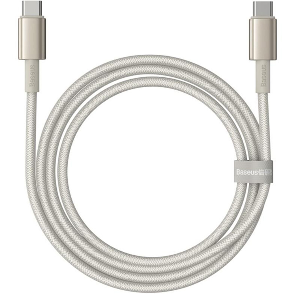 Kabel Baseus Tungsten Gold USB-C do USB-C, PD 100W, 480Mb/s, 1 m, tytanowy