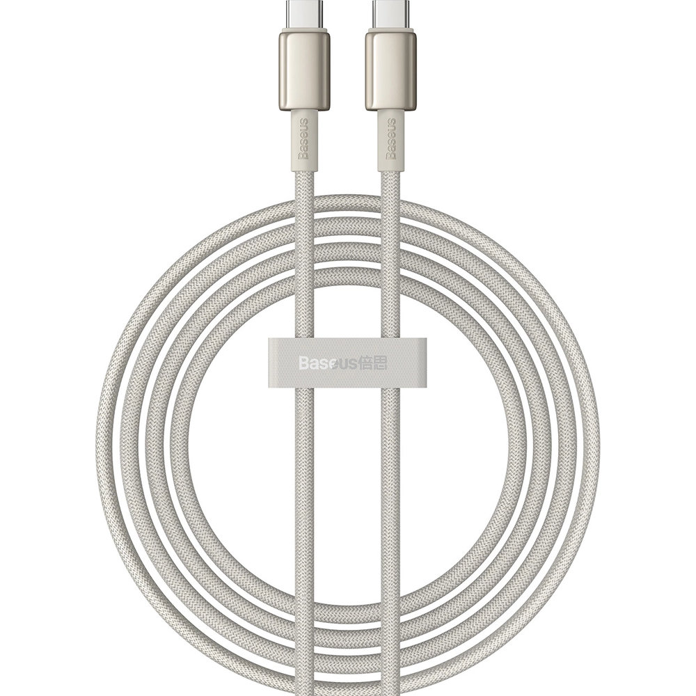 Kabel Baseus Tungsten Gold USB-C do USB-C, PD 100W, 480Mb/s, 2 m, tytanowy