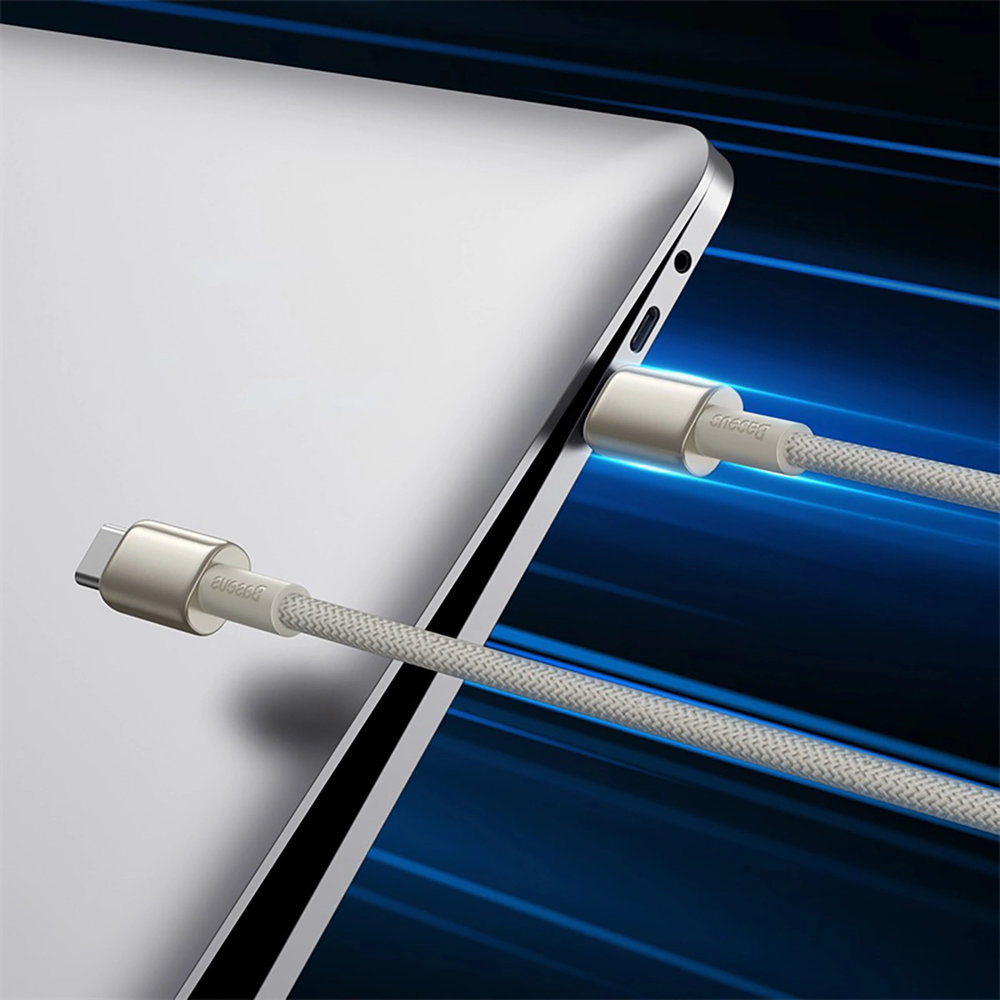 Kabel Baseus Tungsten Gold USB-C do USB-C, PD 100W, 480Mb/s, 2 m, tytanowy