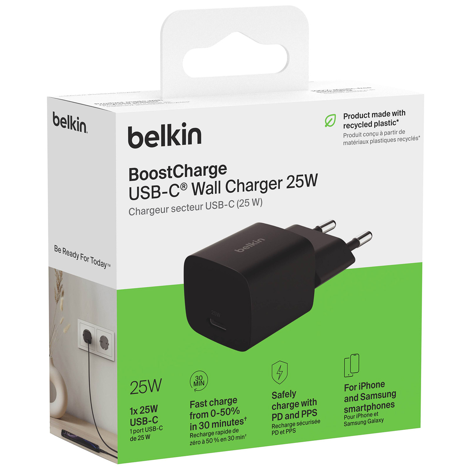 Ładowarka sieciowa Belkin Boost Charge USB-C Wall Charger 25W, USB-C PD3.1, czarna