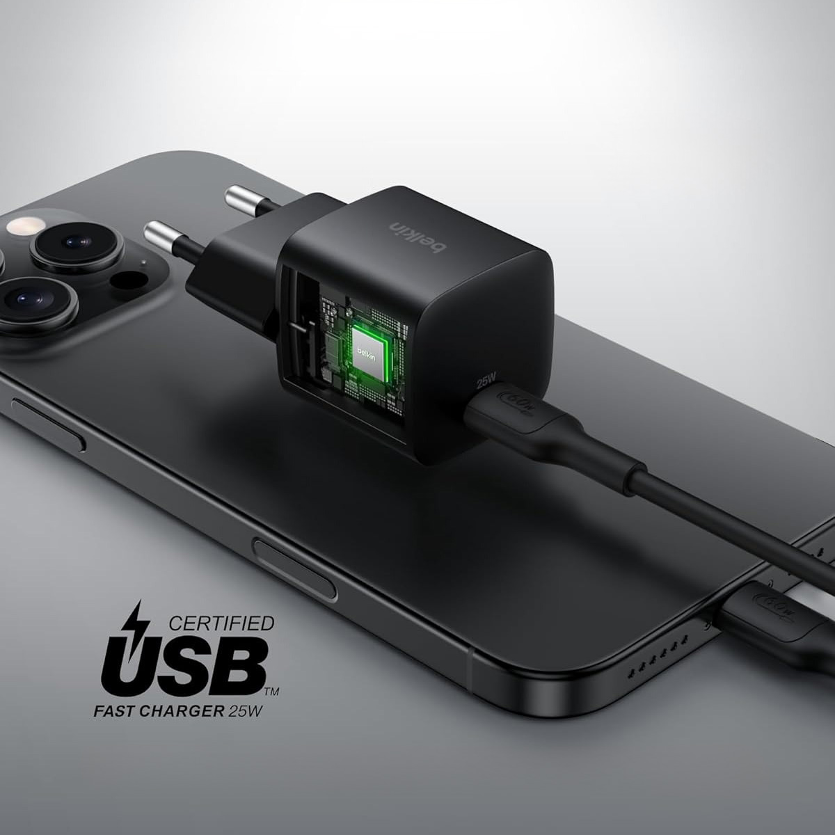Ładowarka sieciowa Belkin Boost Charge USB-C Wall Charger 25W, USB-C PD3.1, + kabel USB-C, czarna