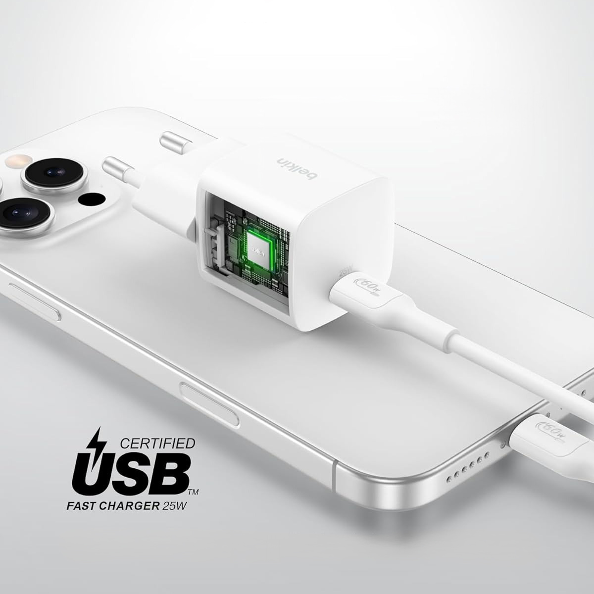 Ładowarka sieciowa Belkin Boost Charge USB-C Wall Charger 25W, USB-C PD3.1, + kabel USB-C, biała