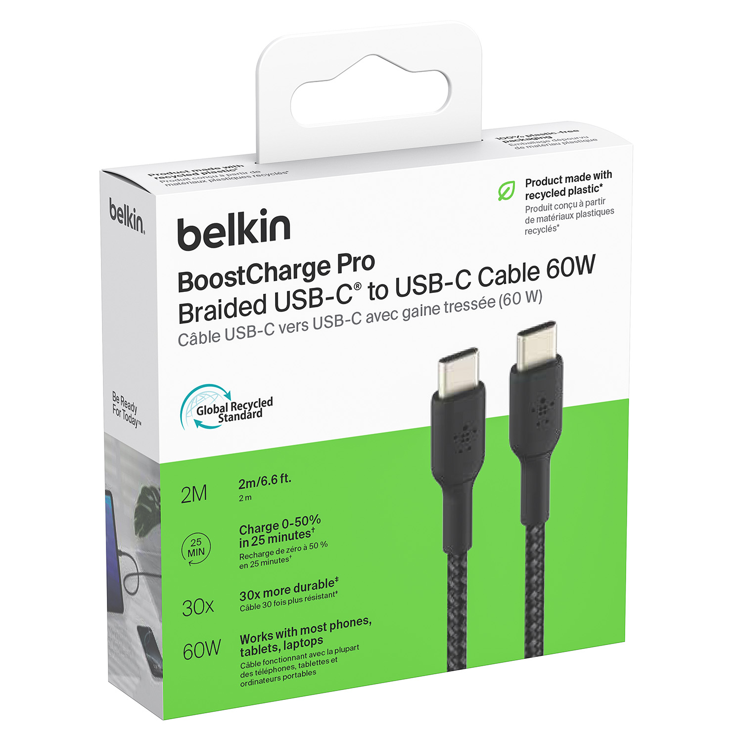 Kabel Belkin Boost Charge Braided USB-C/USB-C 2m, czarny