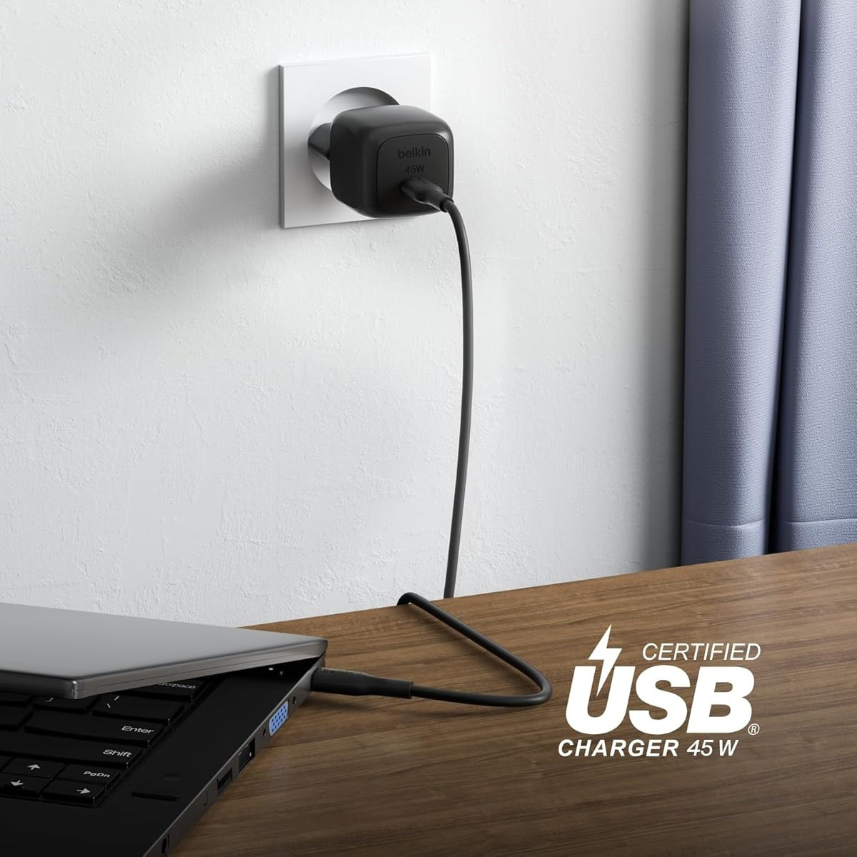 Ładowarka sieciowa Belkin Boost Charge Compact USB-C Wall Charger 45W, USB-C PD3.1, + kabel USB-C, czarna